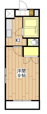 グランパレVI(1K/4階)の間取り写真