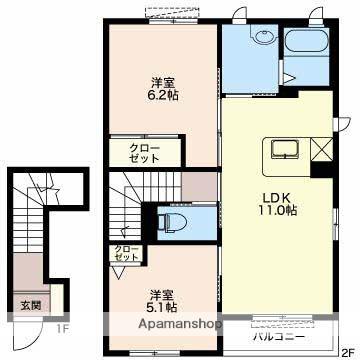 ルミエールTOKIWA(2LDK/2階)の間取り写真