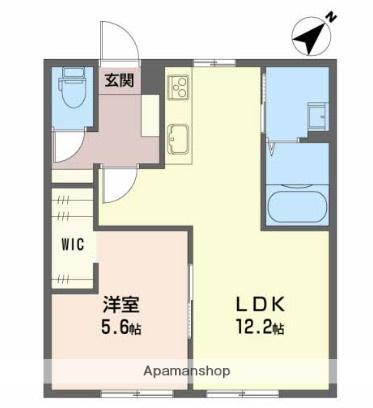 フロールμ(1LDK/1階)の間取り写真