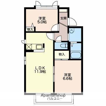 フロールμ(2LDK/2階)の間取り写真