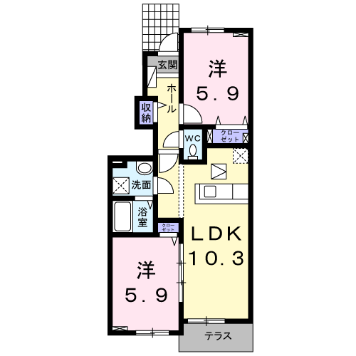 サン・ルーチェⅣ(2LDK/1階)の間取り写真