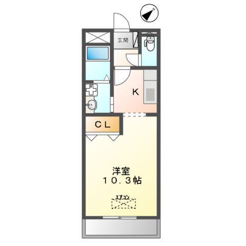 エクレールKAWAI(1DK/3階)の間取り写真