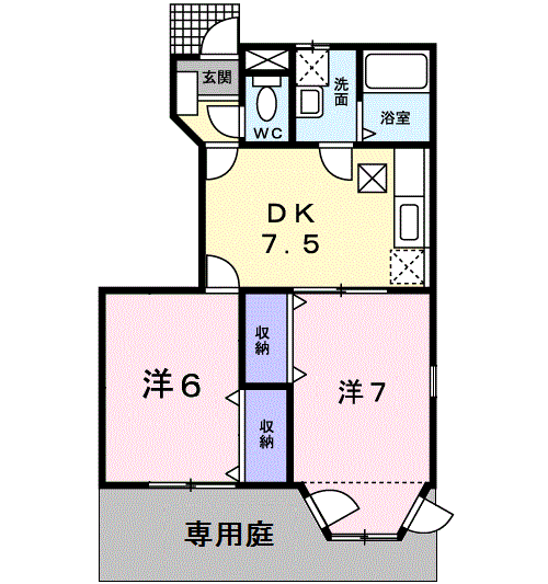 クレストール港(2DK/1階)の間取り写真