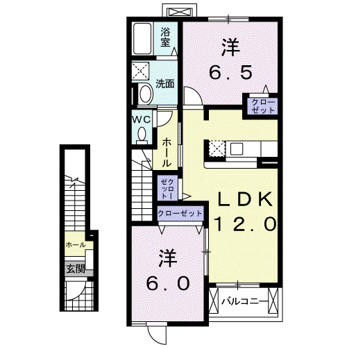 東海道本線 高塚駅 徒歩3分 2階建 築19年(2LDK/2階)の間取り写真