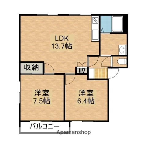 ヴィラレイクヒル(3DK/2階)の間取り写真