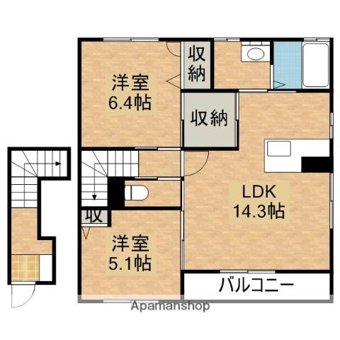 サンモールガーデンA(2LDK/2階)の間取り写真