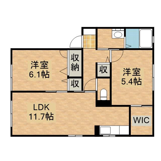 FLEUR SAKURA(2LDK/1階)の間取り写真