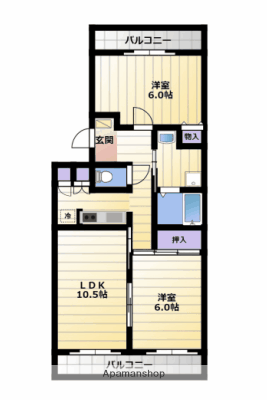 レイクパレス中村B(2LDK/4階)の間取り写真