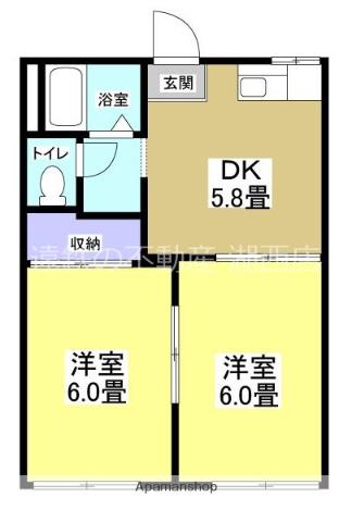メゾン谷上A(2DK/2階)の間取り写真