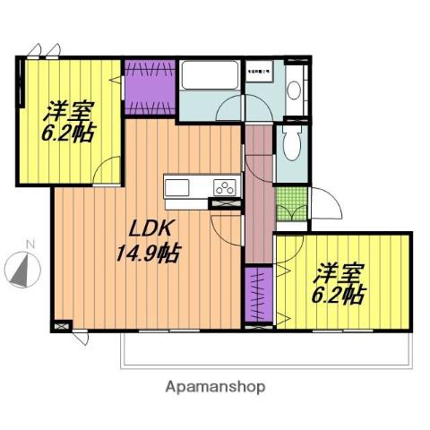 ラ・ロンディーネ(2LDK/3階)の間取り写真