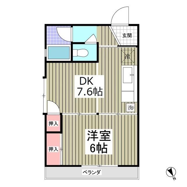 ダイドー1番館(1DK/4階)の間取り写真