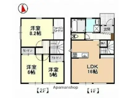 遠州鉄道 第一通り駅 徒歩37分 2階建 築1年(3LDK)の間取り写真