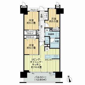 サーパス浜松城公園(3LDK/12階)の間取り写真
