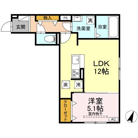 D-HILLS広沢(1LDK/1階)の間取り写真