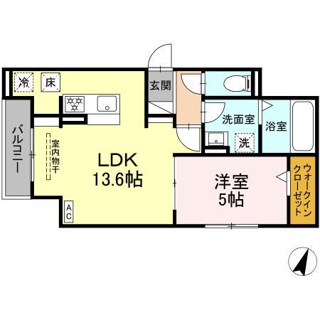 D-HILLS広沢(1LDK/1階)の間取り写真