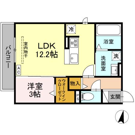 DーHILLS子安III(1LDK/2階)の間取り写真
