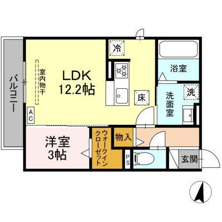 DーHILLS子安III(1LDK/1階)の間取り写真