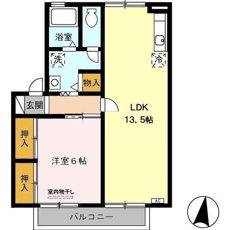 エストハウスA(1LDK/2階)の間取り写真