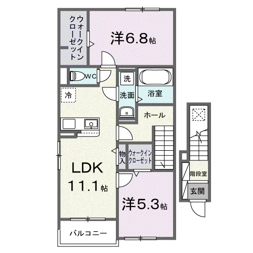 クレストⅢ(2LDK/2階)の間取り写真