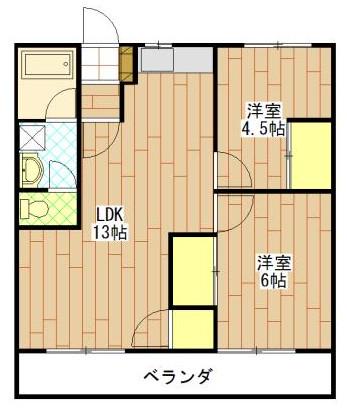 ファミール神田(2LDK/1階)の間取り写真