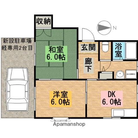 ハイツサンヒルⅡ(2DK/1階)の間取り写真