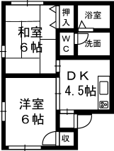 グレース(2DK/1階)の間取り写真