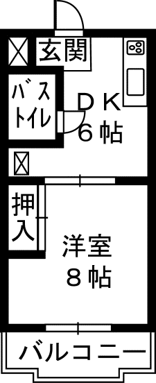 ドミール江西(1DK/2階)の間取り写真