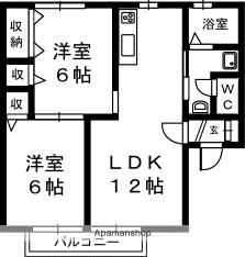 グリシーナ(2LDK/2階)の間取り写真