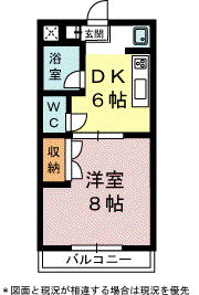マンション金丸(1DK/1階)の間取り写真