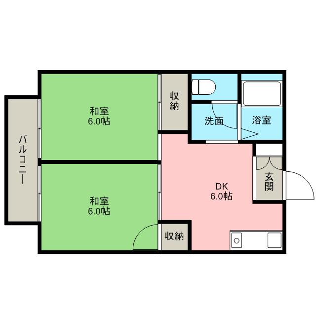 コーポサンライズ(2DK/1階)の間取り写真