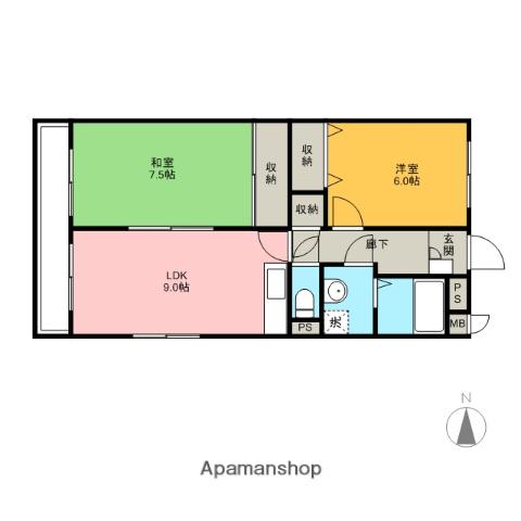 ベルコスモス(2DK/3階)の間取り写真
