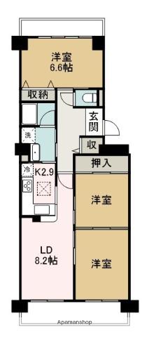 ユニライフ浜松(3LDK/5階)の間取り写真