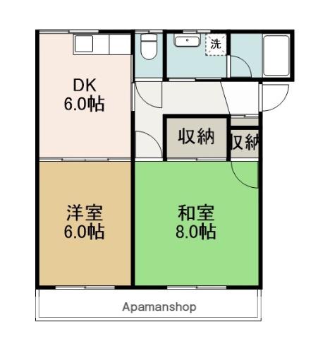 さぎの宮ハイツ(2DK/1階)の間取り写真