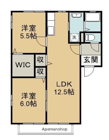 エヴァーグリーン(2LDK/2階)の間取り写真