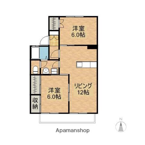 セジュール高井B(2LDK/1階)の間取り写真