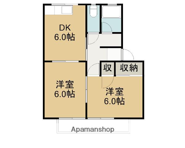 コーポ神谷Ⅰ・Ⅱ(2DK/1階)の間取り写真