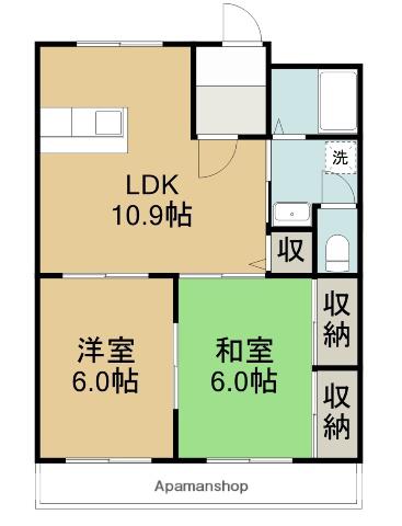 ネオキャッスルA(2LDK/2階)の間取り写真