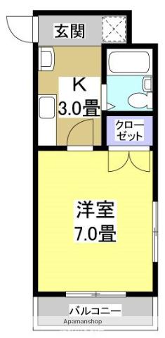 メゾンTERADA(1K/3階)の間取り写真