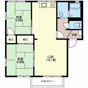 ミヤニシガーデンハイツ(2LDK/2階)の間取り写真