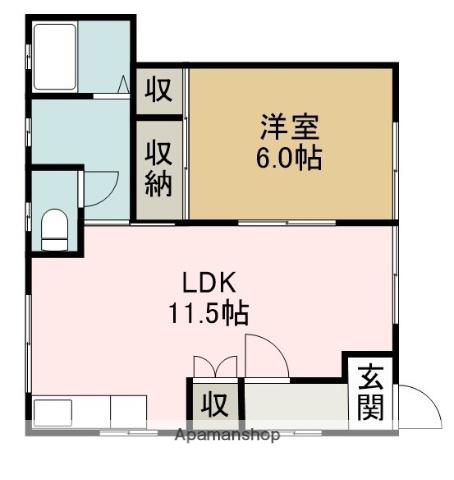 イーストハウス(1LDK/1階)の間取り写真