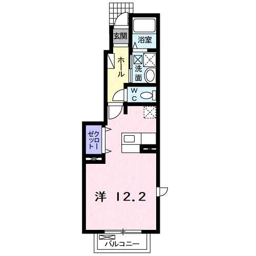 キャッスル・U(ワンルーム/1階)の間取り写真
