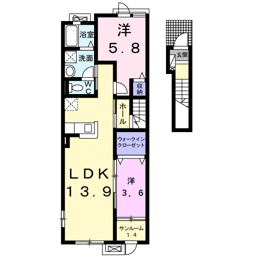 SHANCE(2LDK/2階)の間取り写真