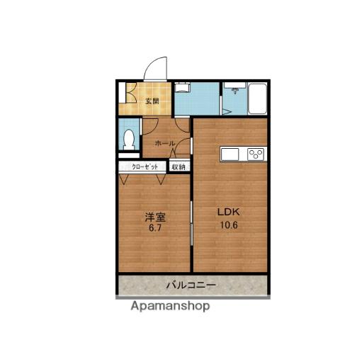 ビューノ市野(1LDK/4階)の間取り写真