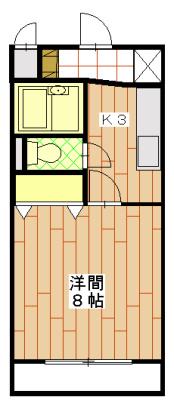 ソーカル(1K/2階)の間取り写真