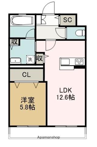 グリシーヌ(1LDK/1階)の間取り写真