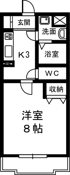 マンションアリーナ・ピア(1K/2階)の間取り写真