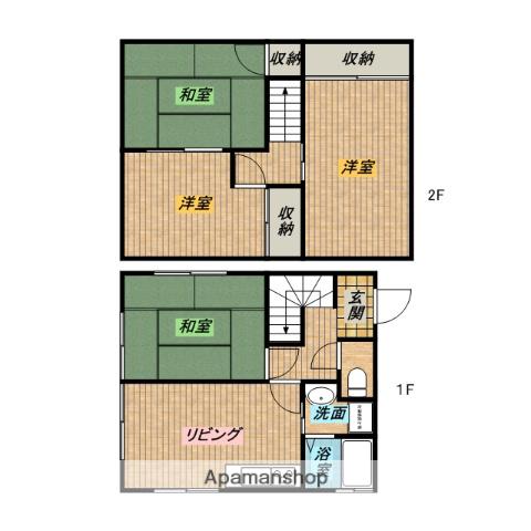 静岡県浜松市中央区 2階建 築32年(4LDK)の間取り写真