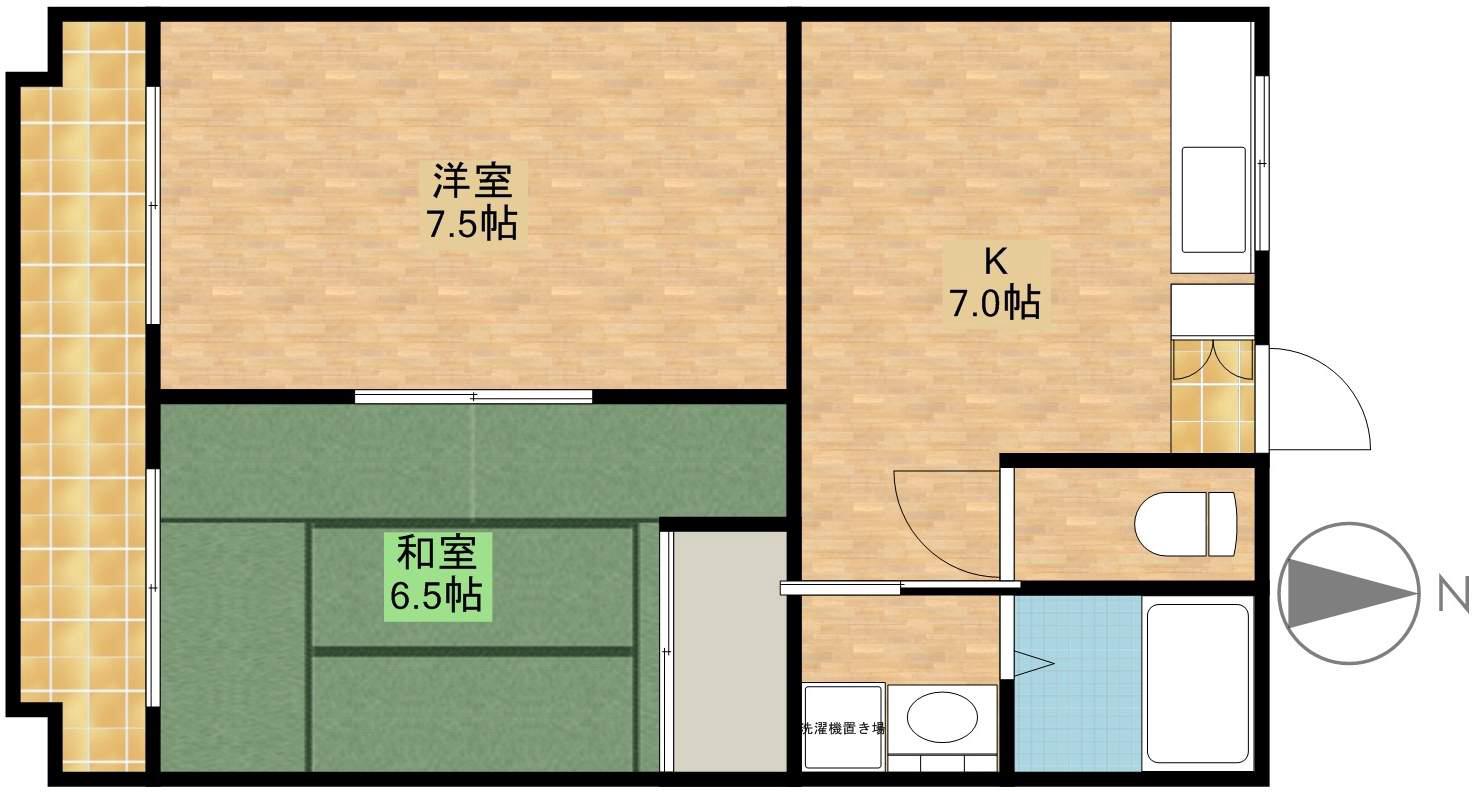 サンバードⅢ(2DK/1階)の間取り写真