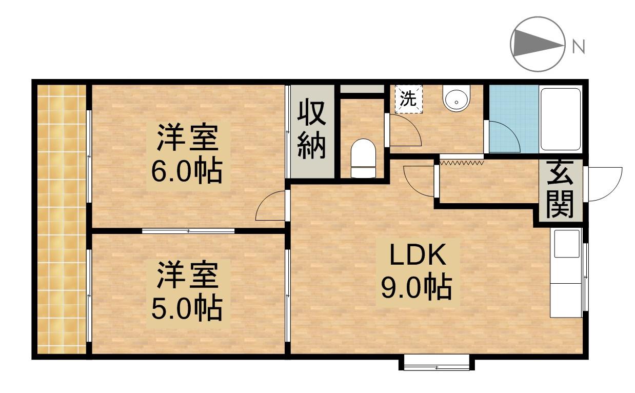 グレイス葵(2LDK/2階)の間取り写真