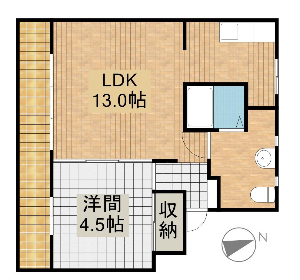 RE LUFFY ウエスト(1LDK/4階)の間取り写真